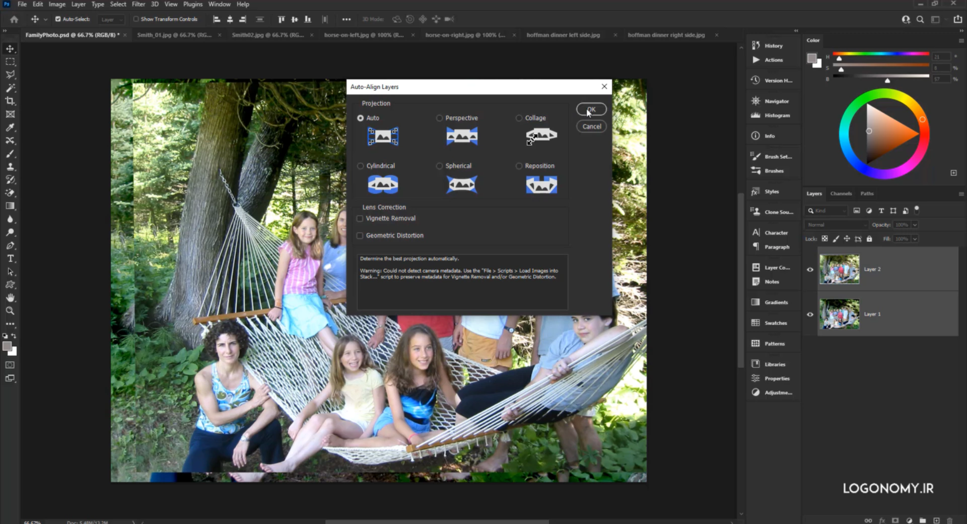 تراز کردن تصاویر در برنامه ی فتوشاپ نسخه ۲۰۲۰ با استفاده از Auto Align Layers